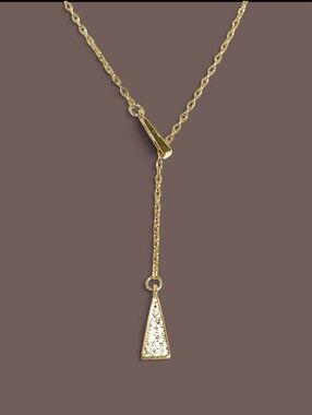 Sterling Silver Triangle Drop Pendant Lariat Necklace Adjustable